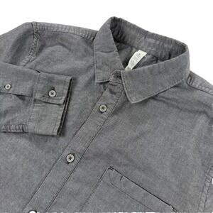 Lululemon Covered Button Down Shirt Mens Medium Gray Stretch Long Sleeve Casual